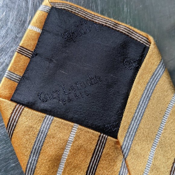 🔥 Amazing Vintage Guy LAROCHE Yellow Tie. Retro Yellow Striped Tie🔥 - Picture 8 of 9